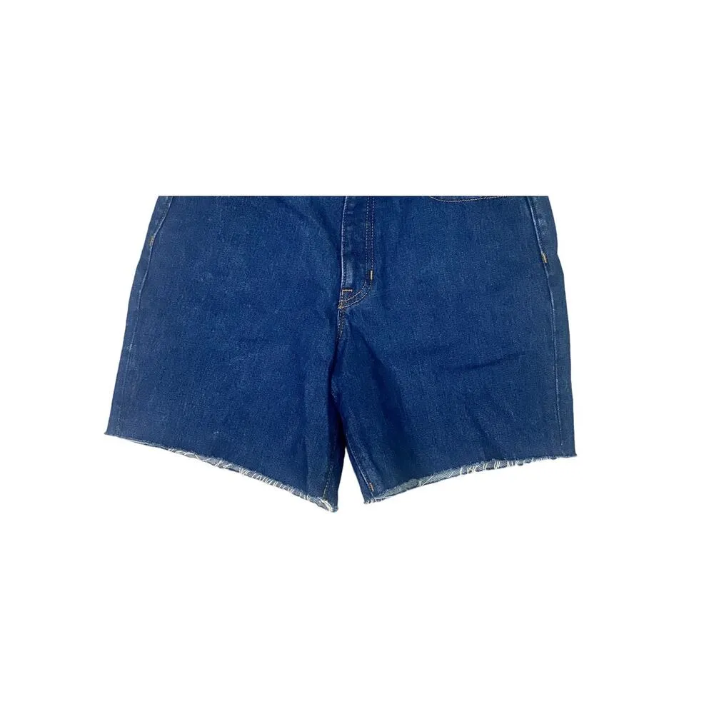 NWT J.Crew Cutoff Mid Length Jean Shorts Mid Rise Raw Hem 24 Dark Blue Wash - Image 10