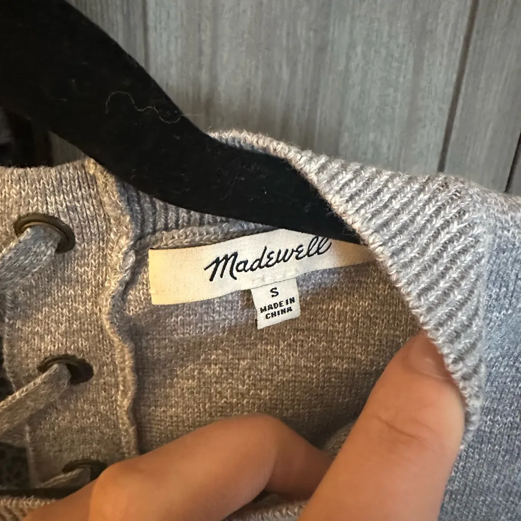 Madewell Light Blue/Gray Crew Neck Sweater - Image 2