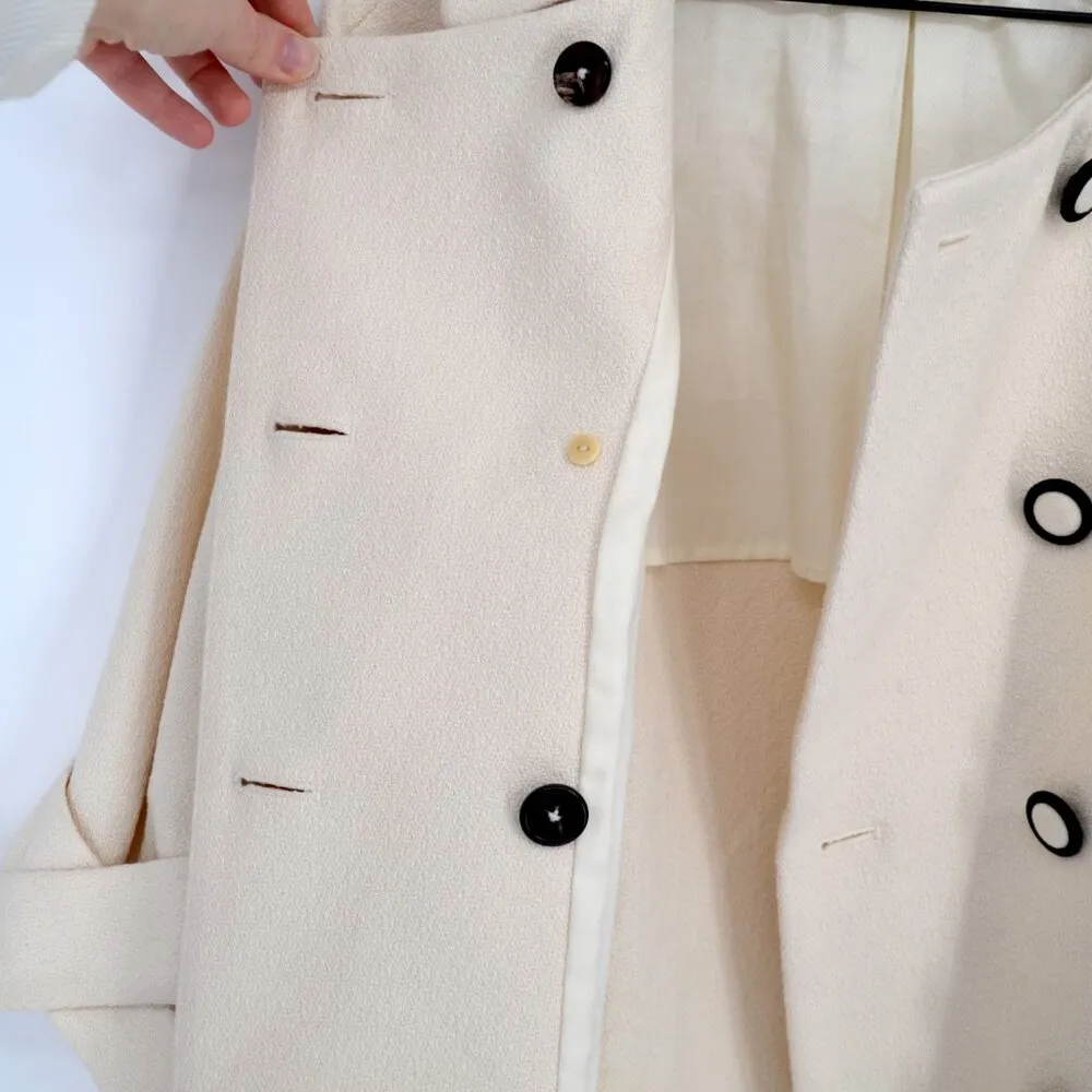 3.1 Phillip Lim Double Breasted Short Coat Cream Cotton 3/4 Sleeve Women's 2 - Image 5