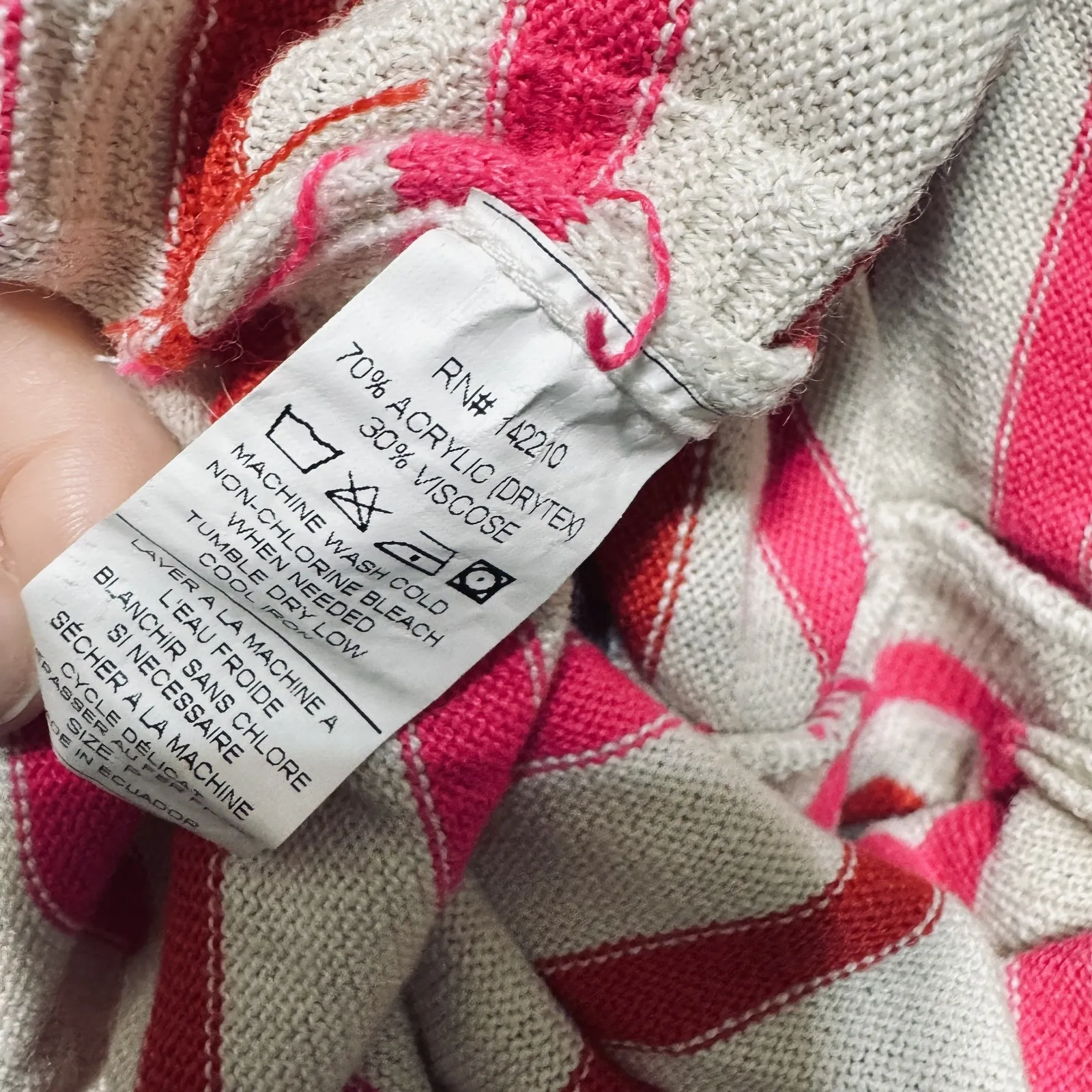 Mersea Striped Oversized Pullover Sweater sz P/Small Catalina Candy Cane Red - Image 8