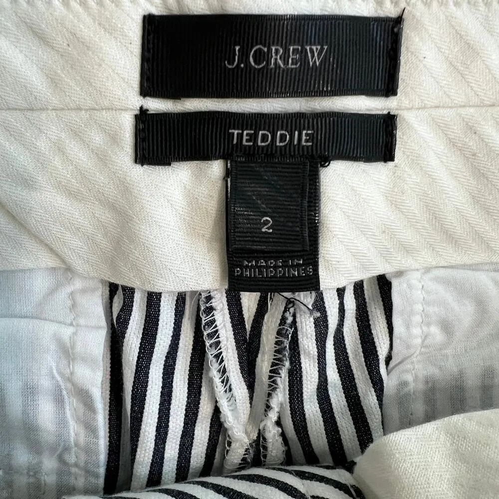 J. Crew Teddie Kick Flare Crop Pants Navy/White Pinstripe Size 2 Size Zip F1171 - Image 5