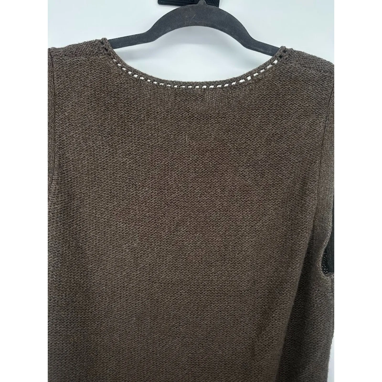 J Jill Womens Large Two Pocket Brown Sweater Vest Belt Linen Blend Coastal Boho - Image 4