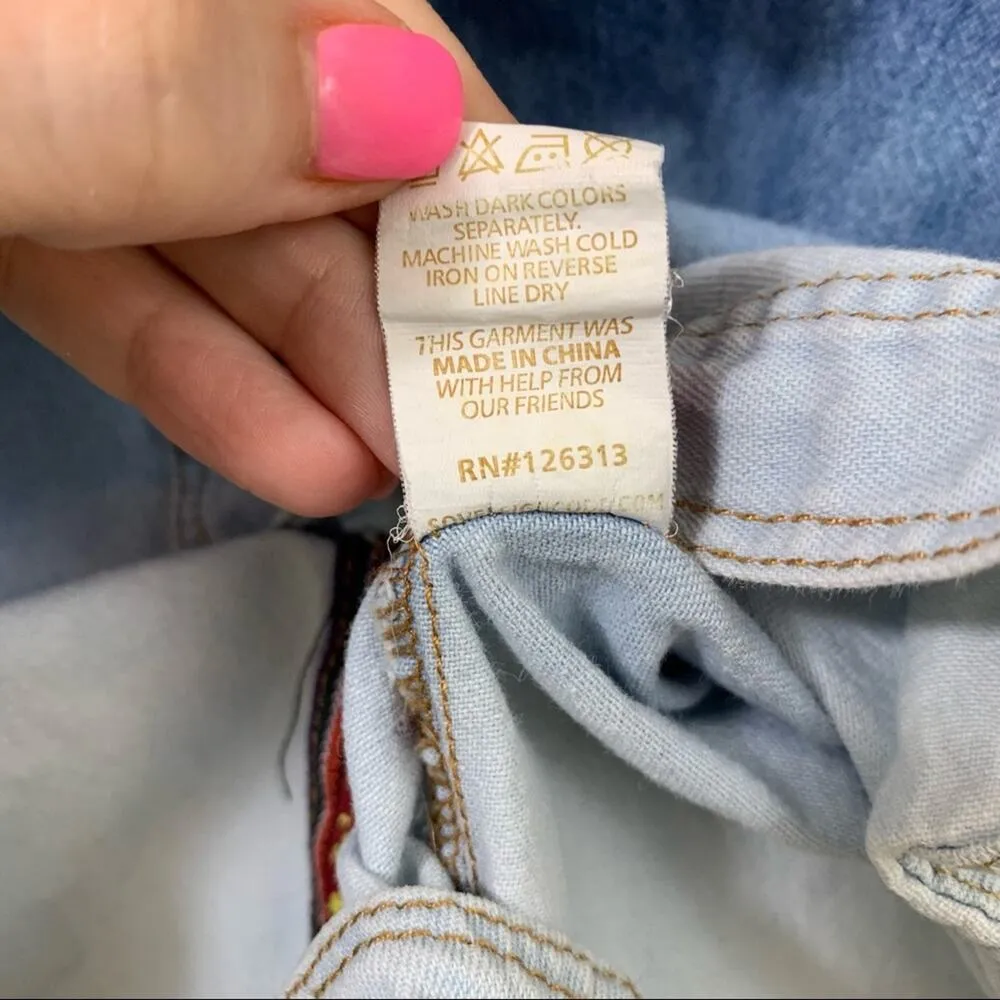 Sovereign Code Aztec Western Ombre Denim Long Sleeve Button Down Top Blue Size M - Image 6