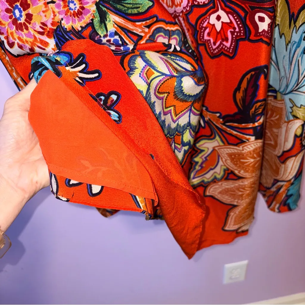 Maeve Anthropologie Larkhill Silk Midi Dress Women L Boho Flounce Artsy Sundress - Image 7