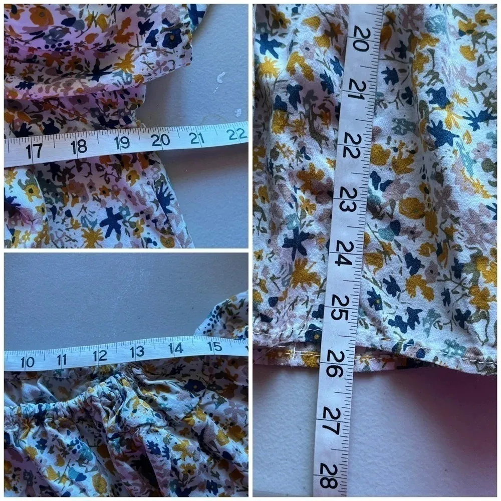 Cynthia Rowley Floral Babydoll Mini Dress XS – Yellow Blue White Peasant Tiered - Image 6