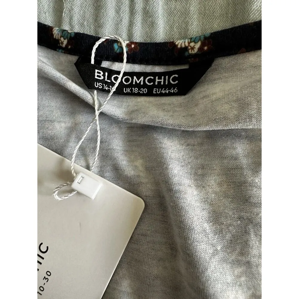 New Bloomchic Bandana Print Round Neck Tank Top Navy Pink Floral Pintuck 14/16 - Image 4