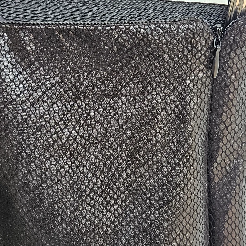 Zara Snakeskin Embossed Faux Leather Print Bonded Leggings Black High Rise - Image 3