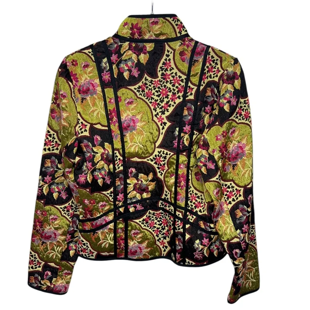 Vintage Tapestry Colorful, Boho Jacket 90’s Size 2 Green - Image 3