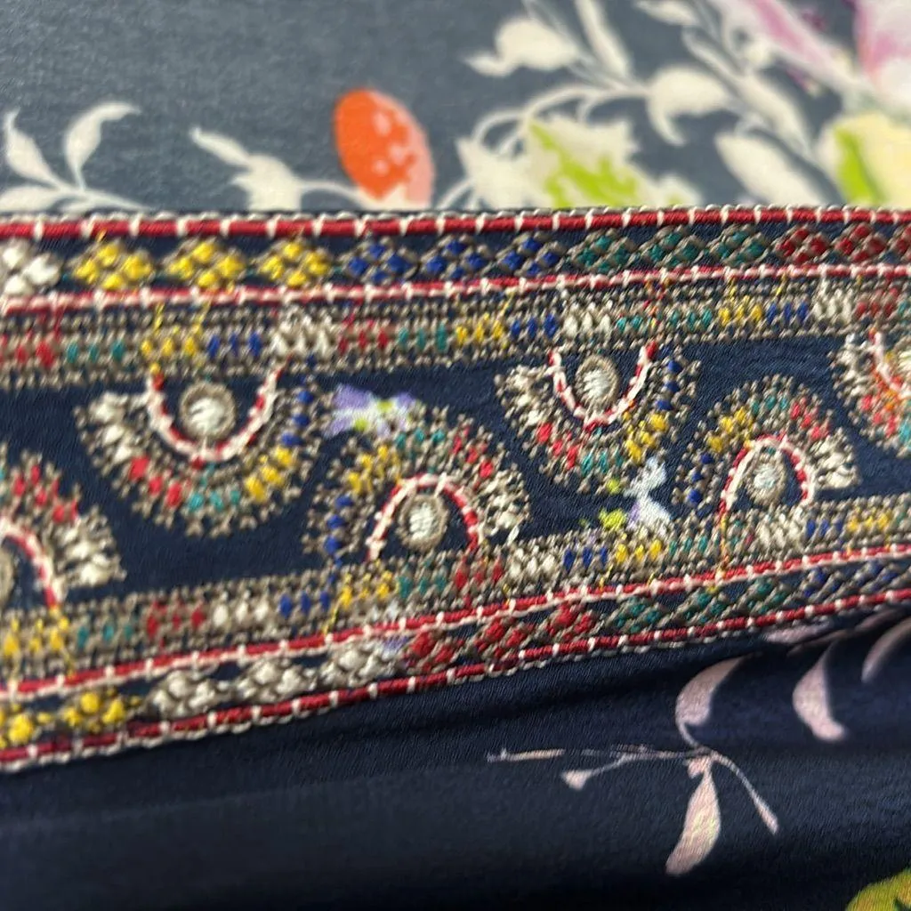 Charlie B Multi Color Butterfly Floral Print Open Front Embroidered Kimono M Blue Size M - Image 6