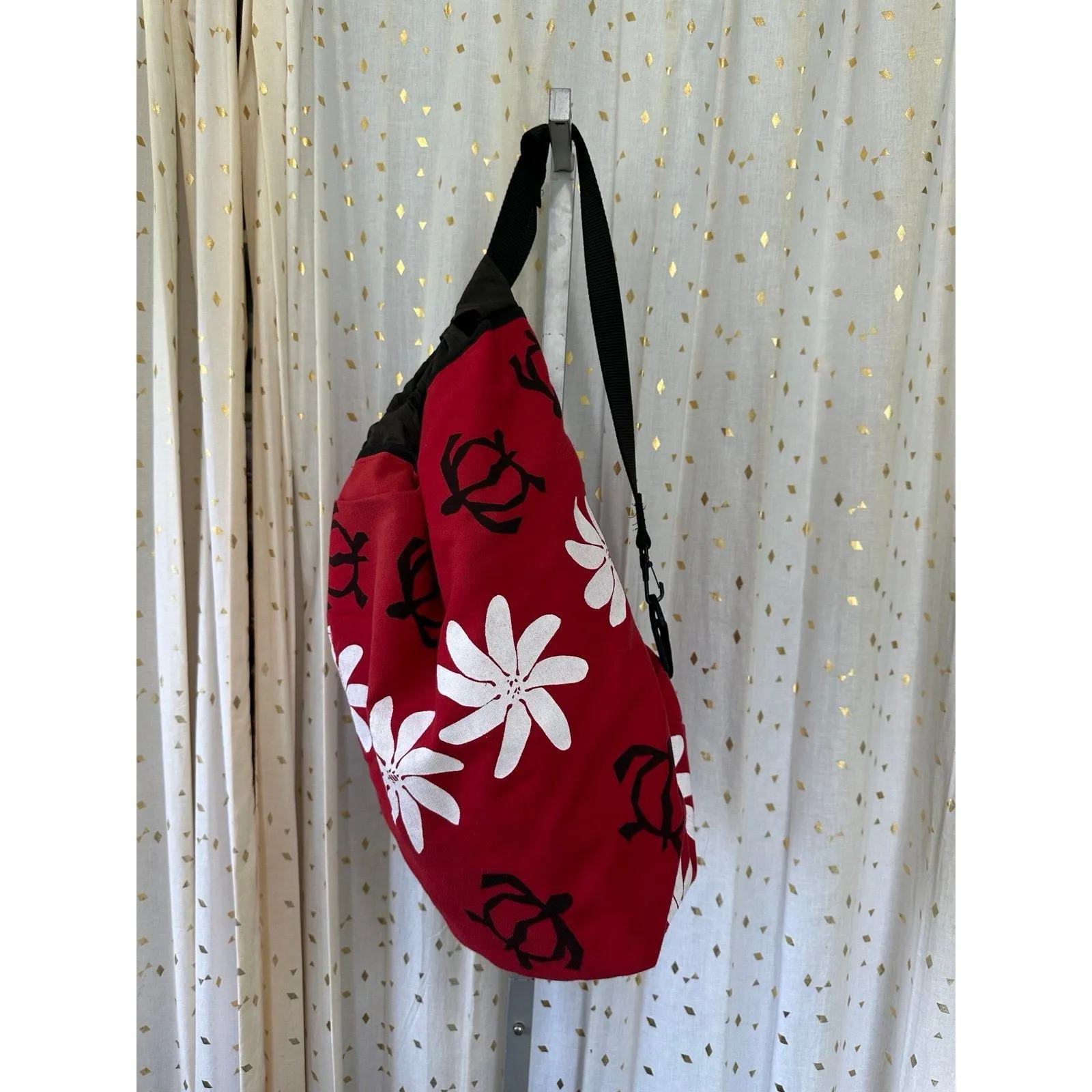 NWOT Custom Signed Handmade Handcrafted Hawaiian Honu Tiare Drawstring Sling Bag - Image 2