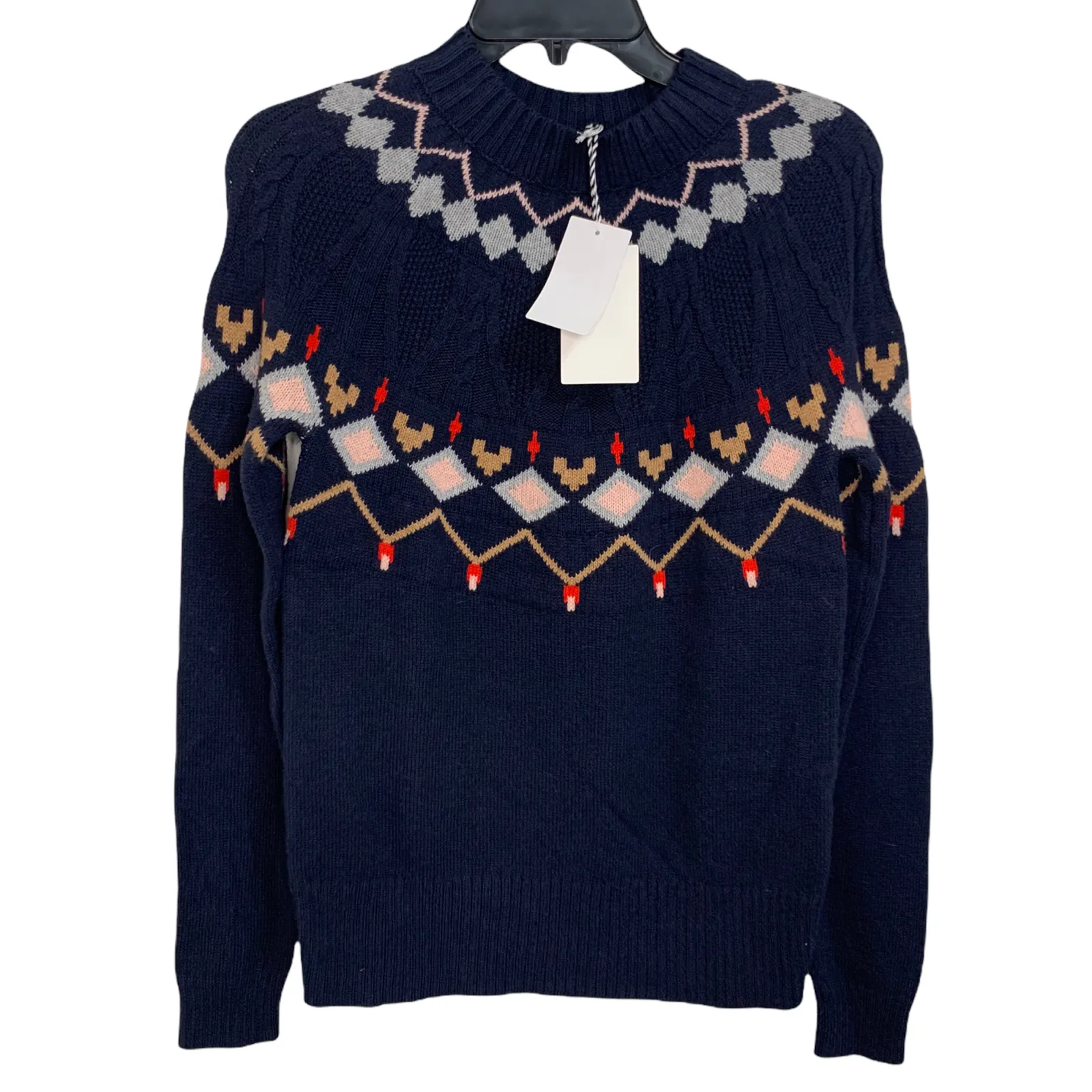 1901 navy point fairisle‎ crew neck sweater size S NWT $69 - Image 2