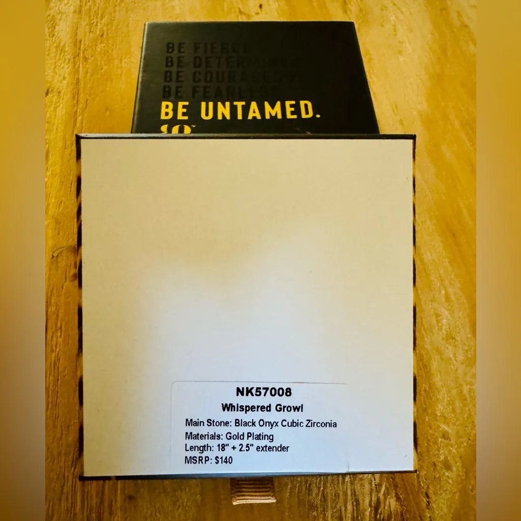 Bomb Party Untamed Necklace “Whispered Growl” lab Black Onyx/CZ on Gold Plating. - Image 3