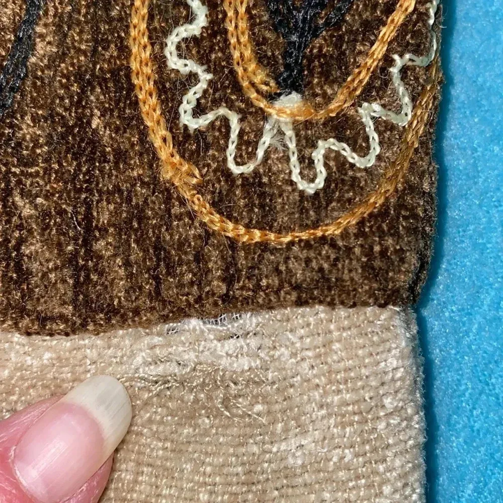 VINTAGE patchwork embroidered embellished paisley button loop closure coat SZ L Brown Size L - Image 9