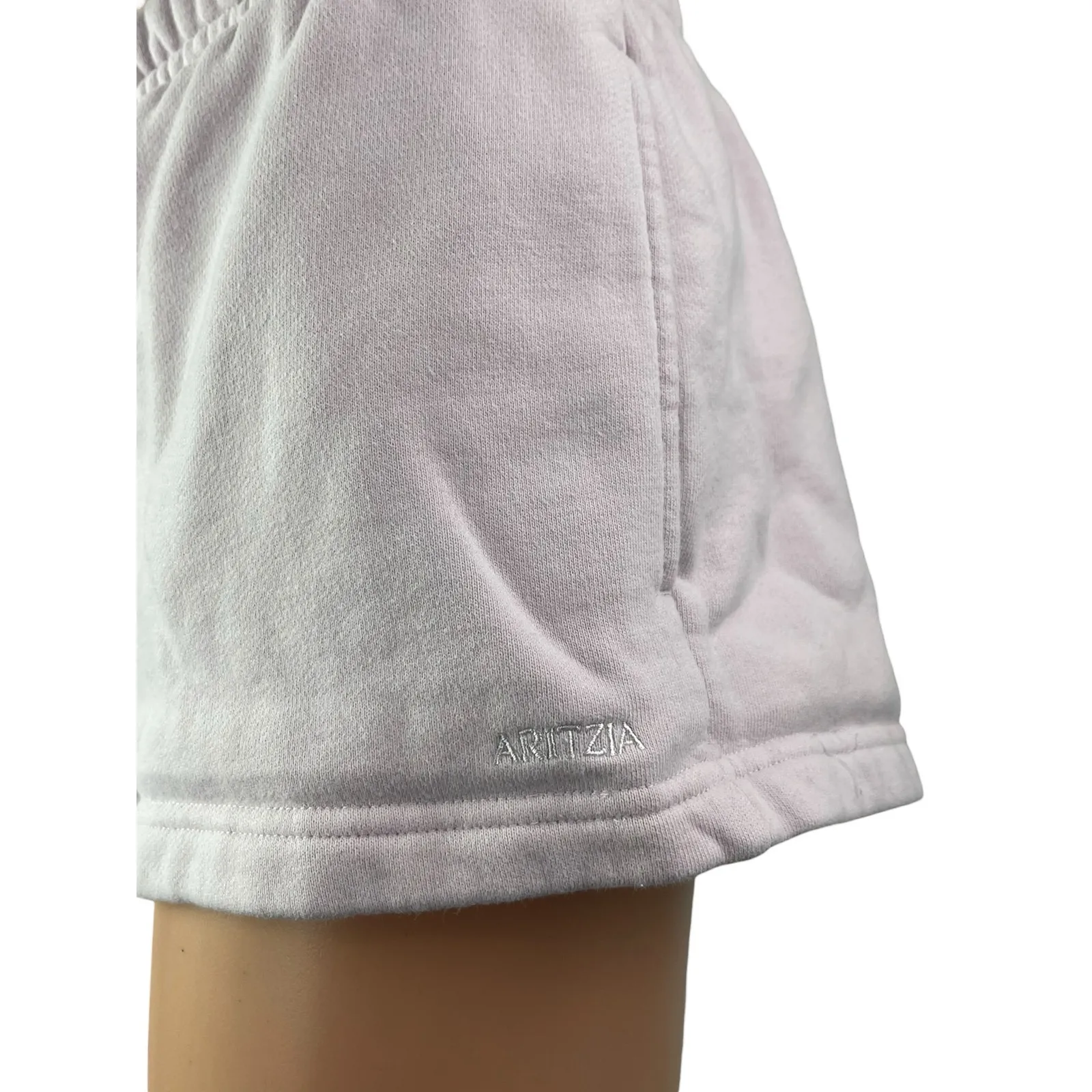 Aritzia Sweatfleece Women's Purple Lilac Boyfriend Fit Lounge Mini Shorts Size S - Image 2