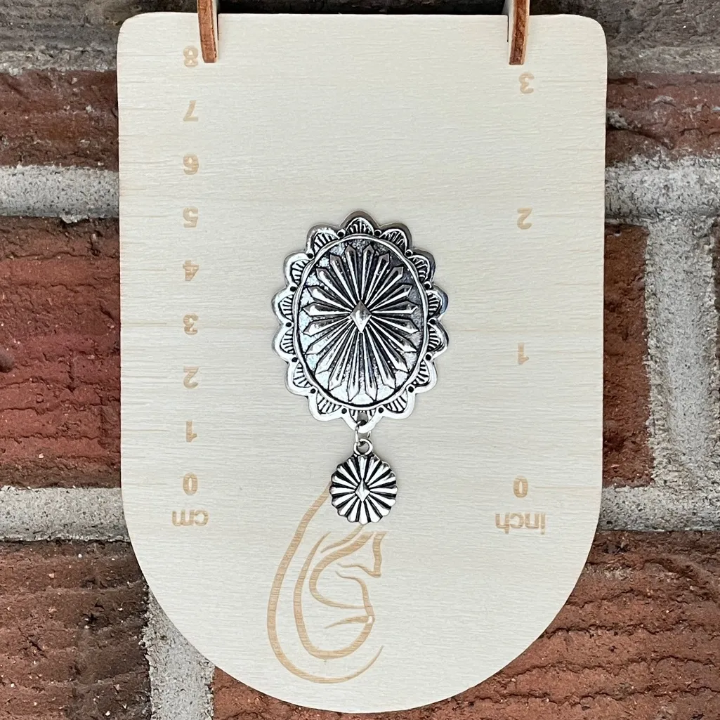 Classic Concho Drop Earrings Silver - Image 2