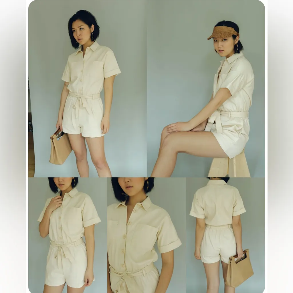 LINE & DOT Roi Cream Denim Romper - Image 3