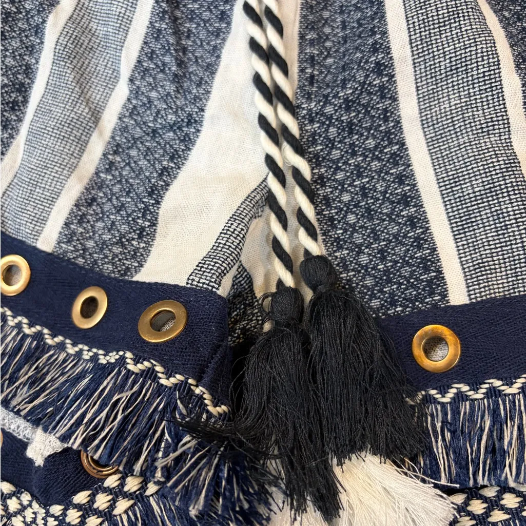 Rewash High Waist Navy and White Striped Boho Shorts - Image 3
