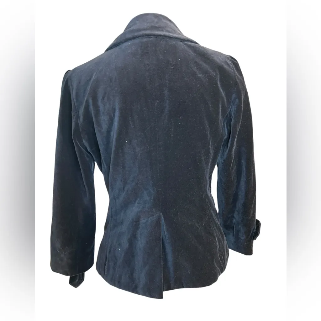 American Eagle Outfitters Black Velvet Double-Breasted Blazer sz M | 100% Cotton - Image 12
