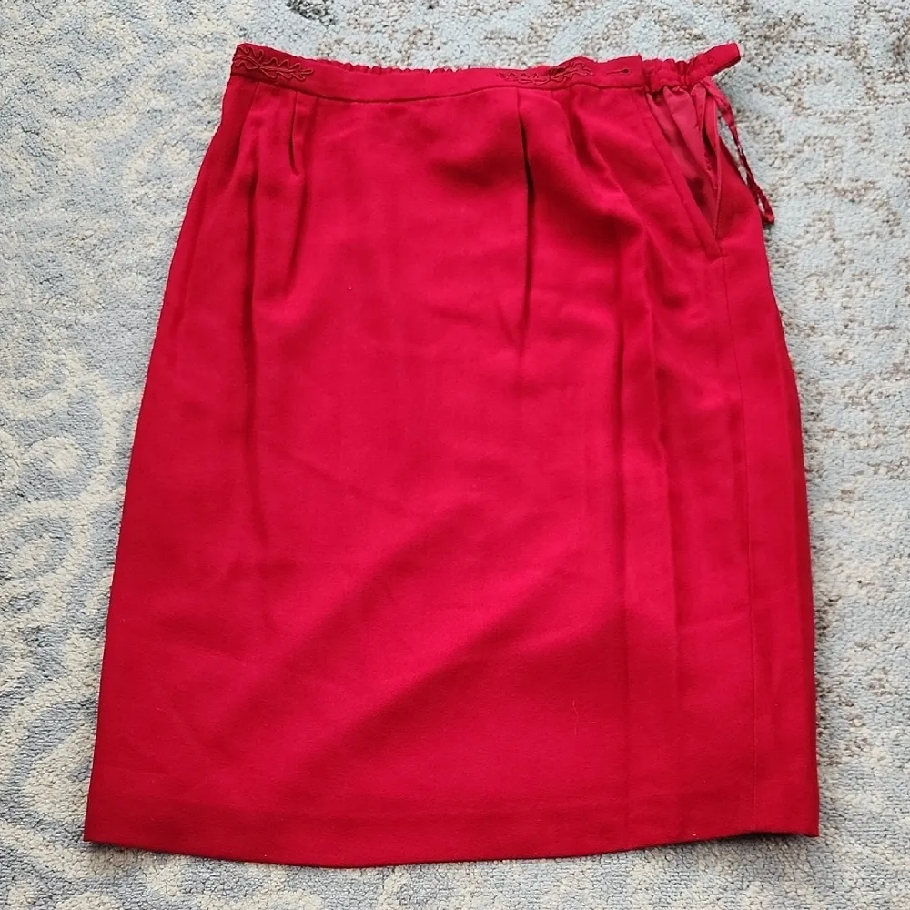 Vintage Kasper for A.S.L. Embroidered Two Piece Skirt Suit Set Red 14 - Image 5