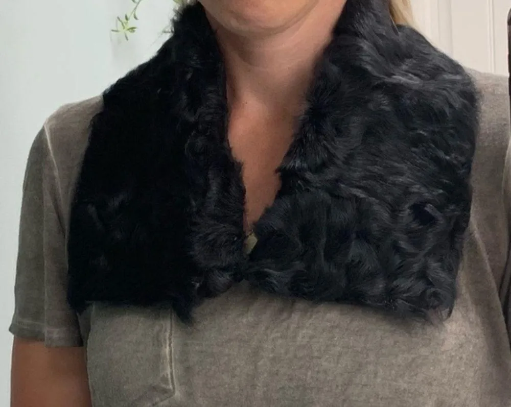 Vintage Black Genuine Fur Collar - Image 5
