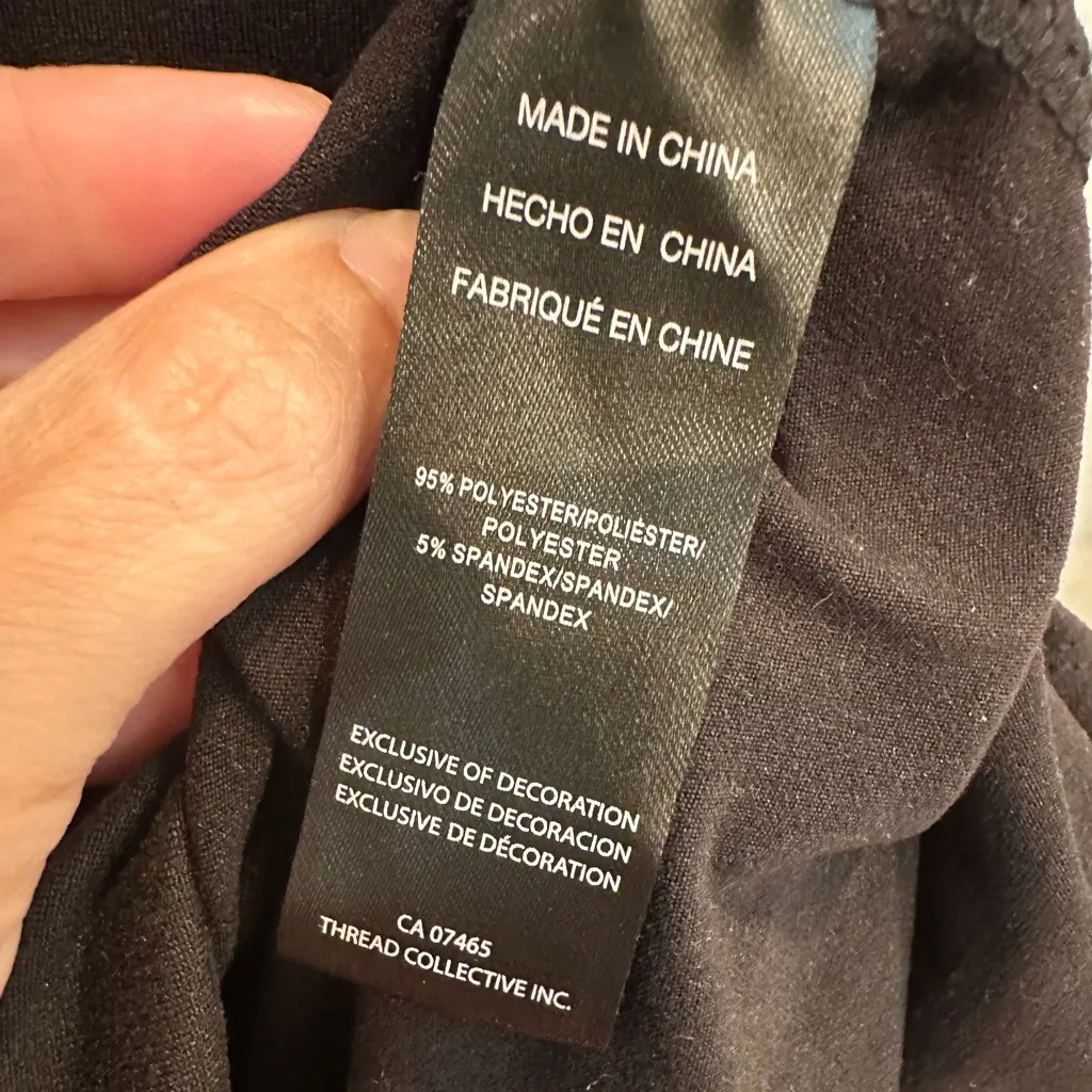 Bebe Black Mini T-Shirt Dress Kissy Lips  Rhinestones Logo Stretchy Size Medium - Image 9