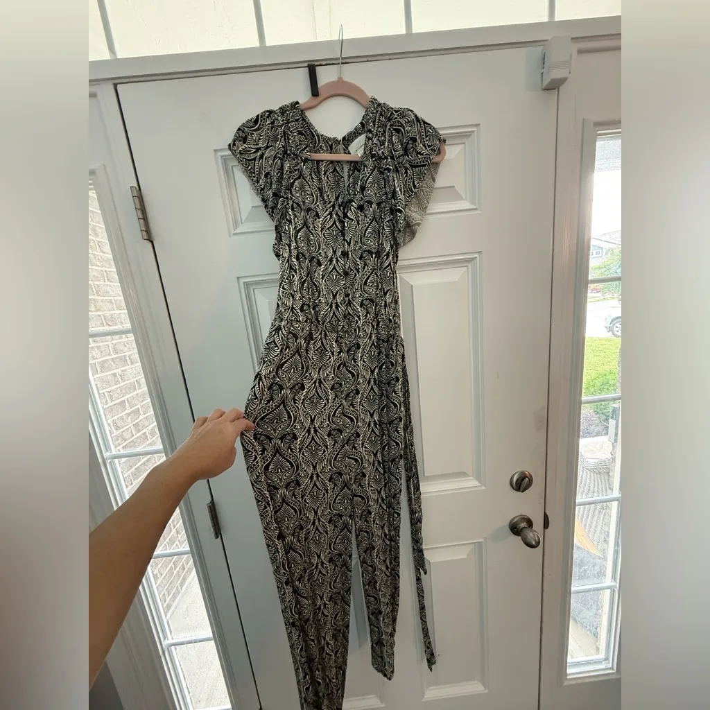 Anthropologie Black and White Patterned Jumpsuit - Image 4