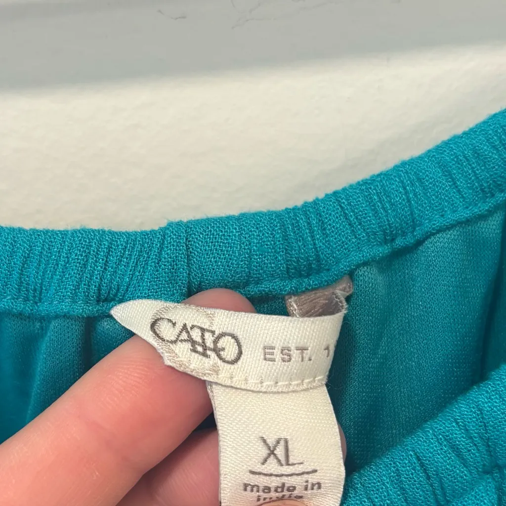 Cato Teal Off The Shoulder Mini Dress White Embroidered Eyelet Bell Sleeve Boho - Image 5