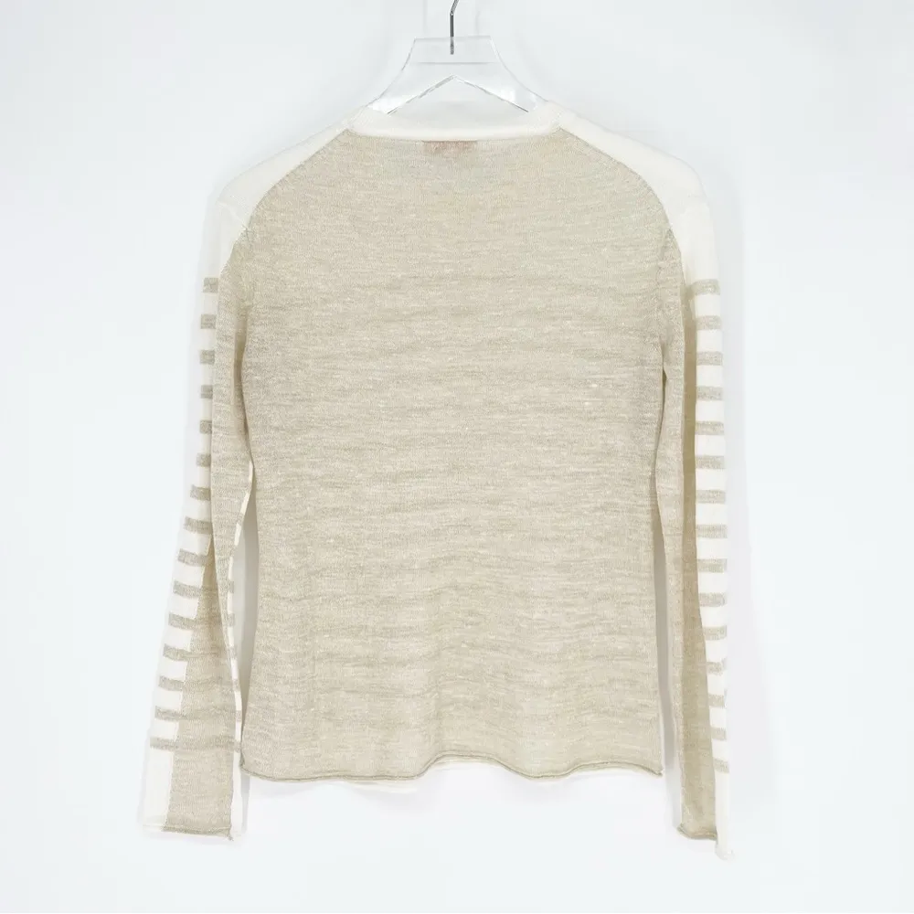 Tory Burch Landon Stripe Metallic Knit Sweater XS - Image 4