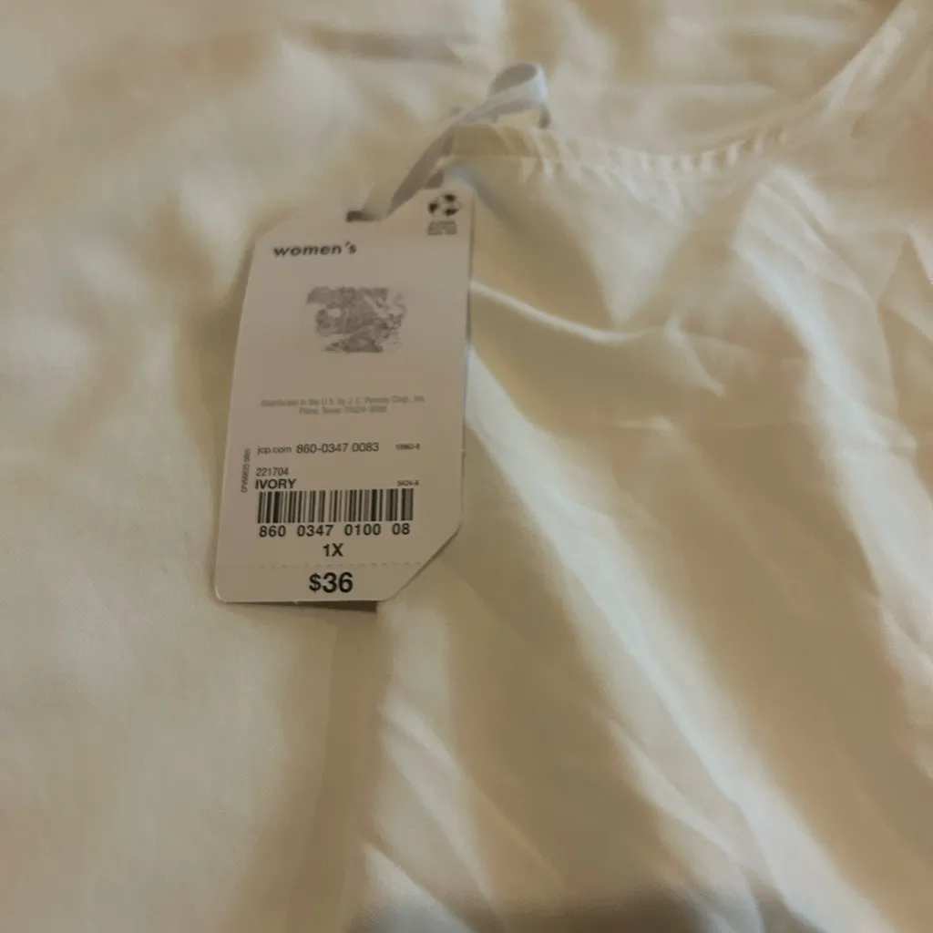 Woman Gym Walking Ivory Sport Top Shirt 1xl Breathable Size 1X - Image 4