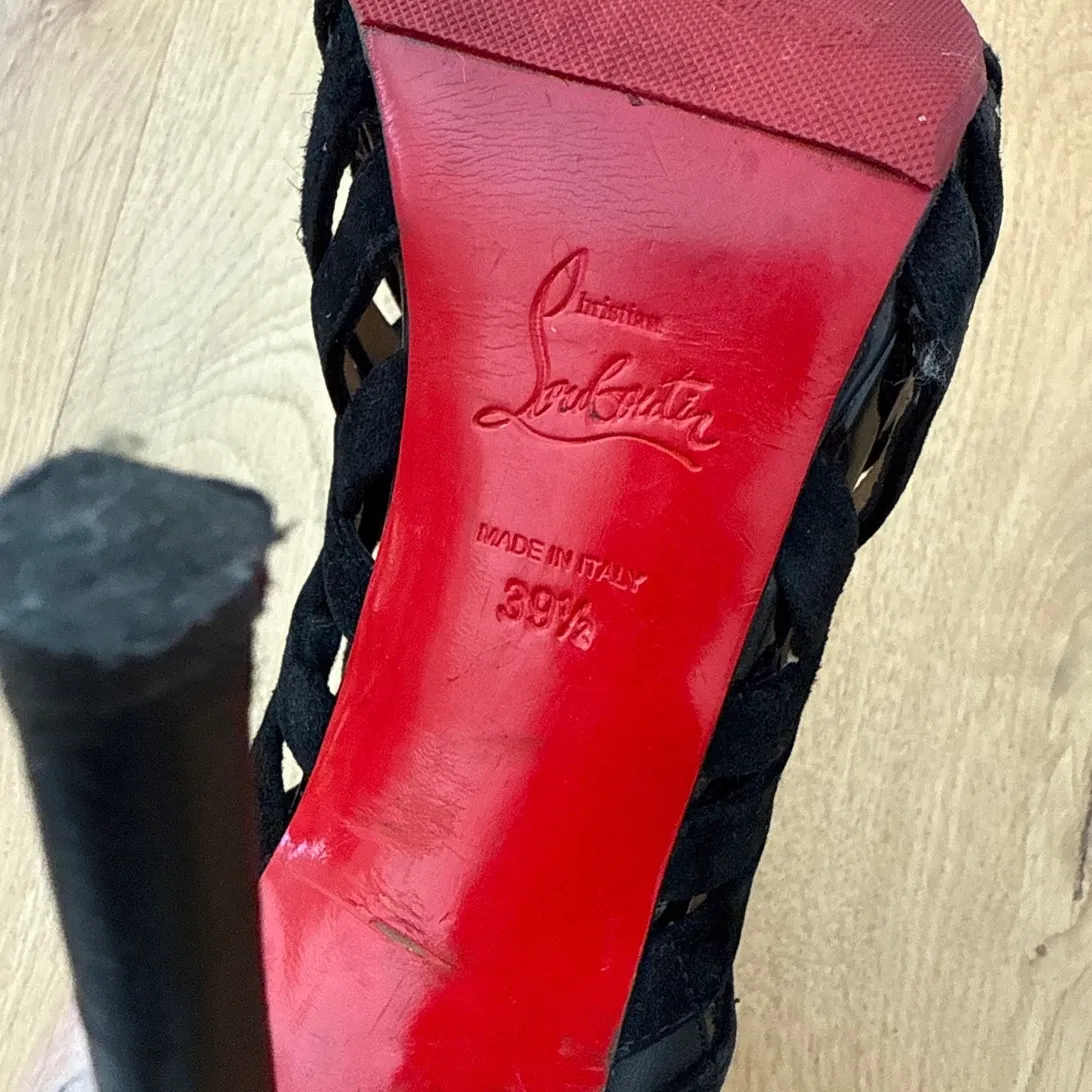Christian Louboutin Stiletto Pumps Velvet Karina Size 39.5 Black - Image 11