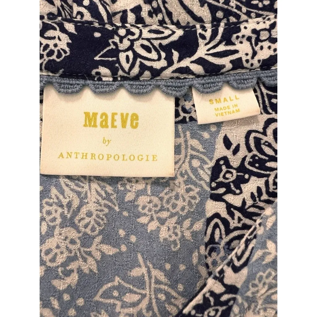 Maeve Anthropologie Size Small Long Sleeve Floral‎ Paisley Blouse Boho Peasant - Image 3