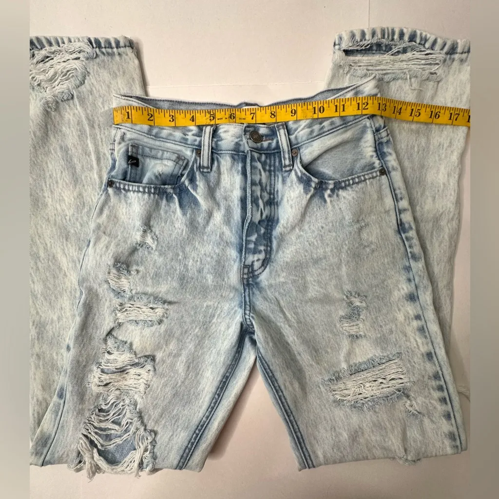 Kancan Women Jeans‎ Size 24 Acid Blue Distressed High Rise 90s Boyfriend Denim - Image 3