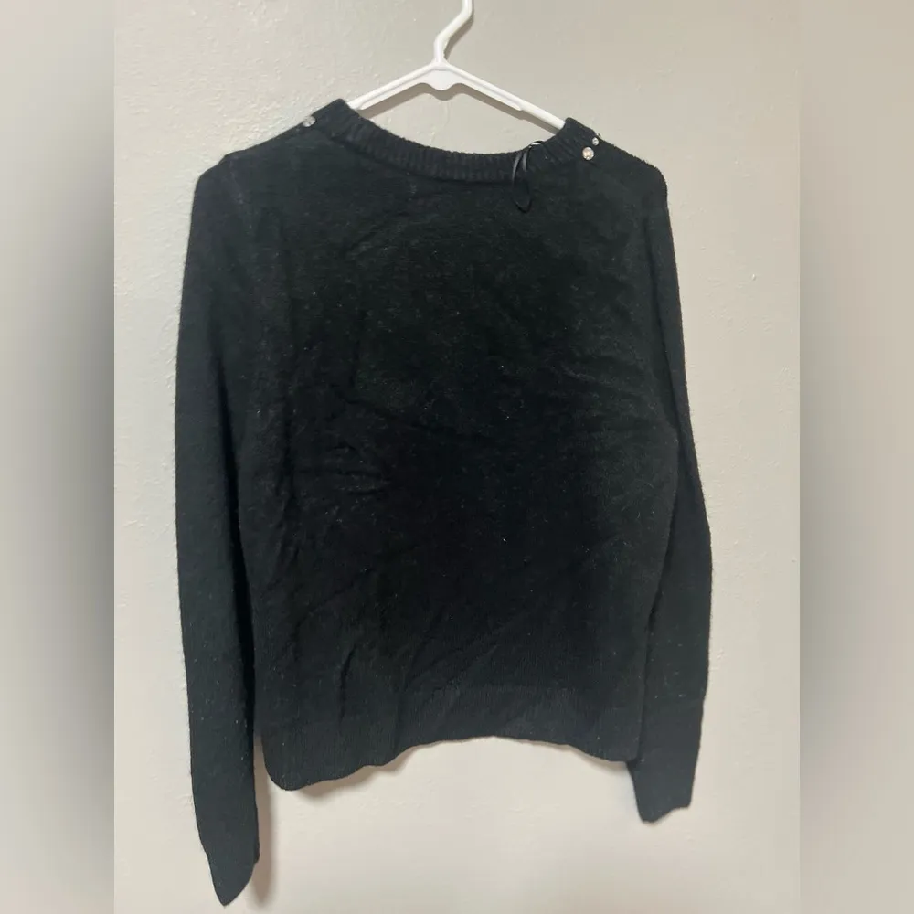 Black H&M Sweater with Sparkle Jewel Neckline RHINESTONES - Image 4