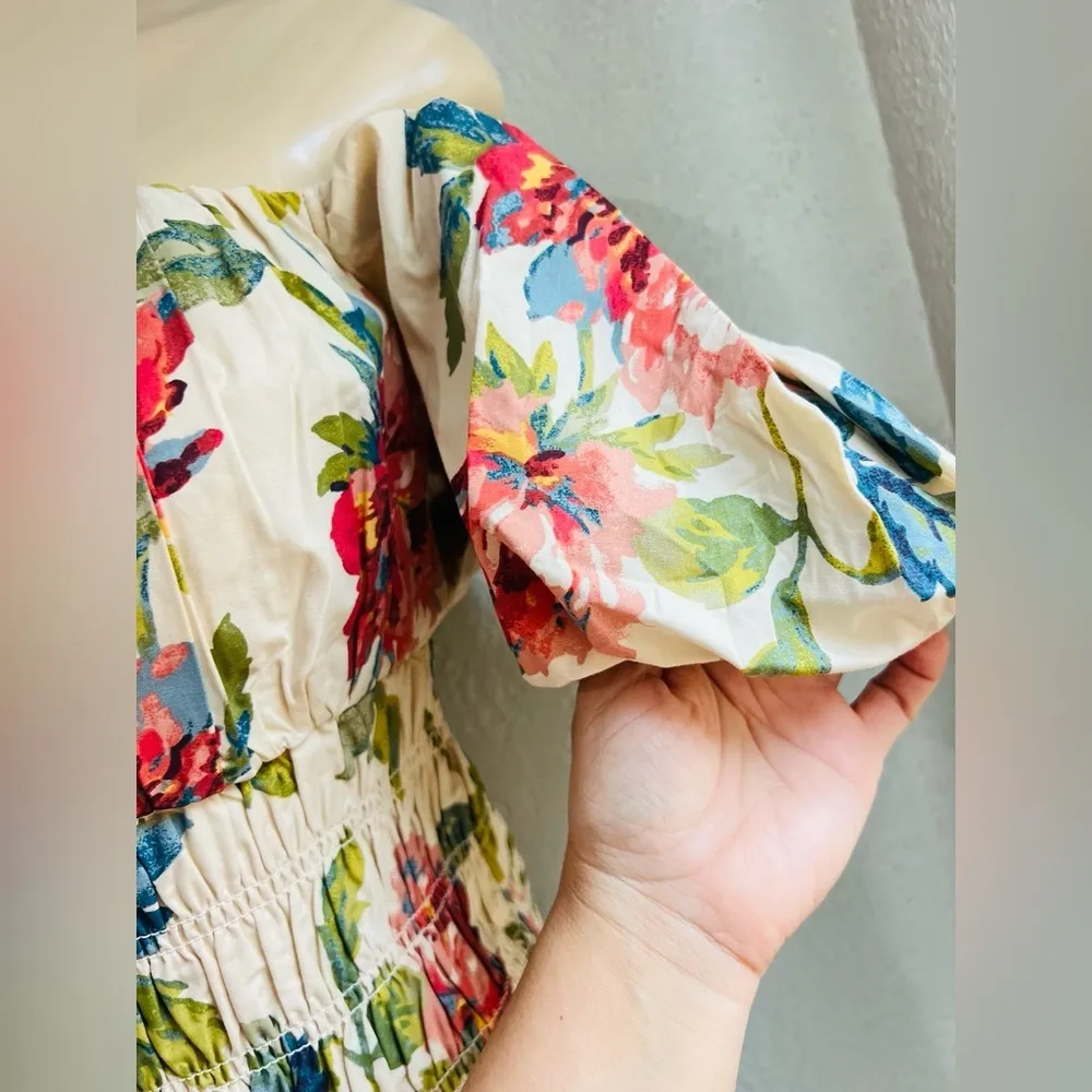 Abercrombie & Fitch Smocked Drop Waist Off Shoulder Floral Maxi Sundress… - Image 14