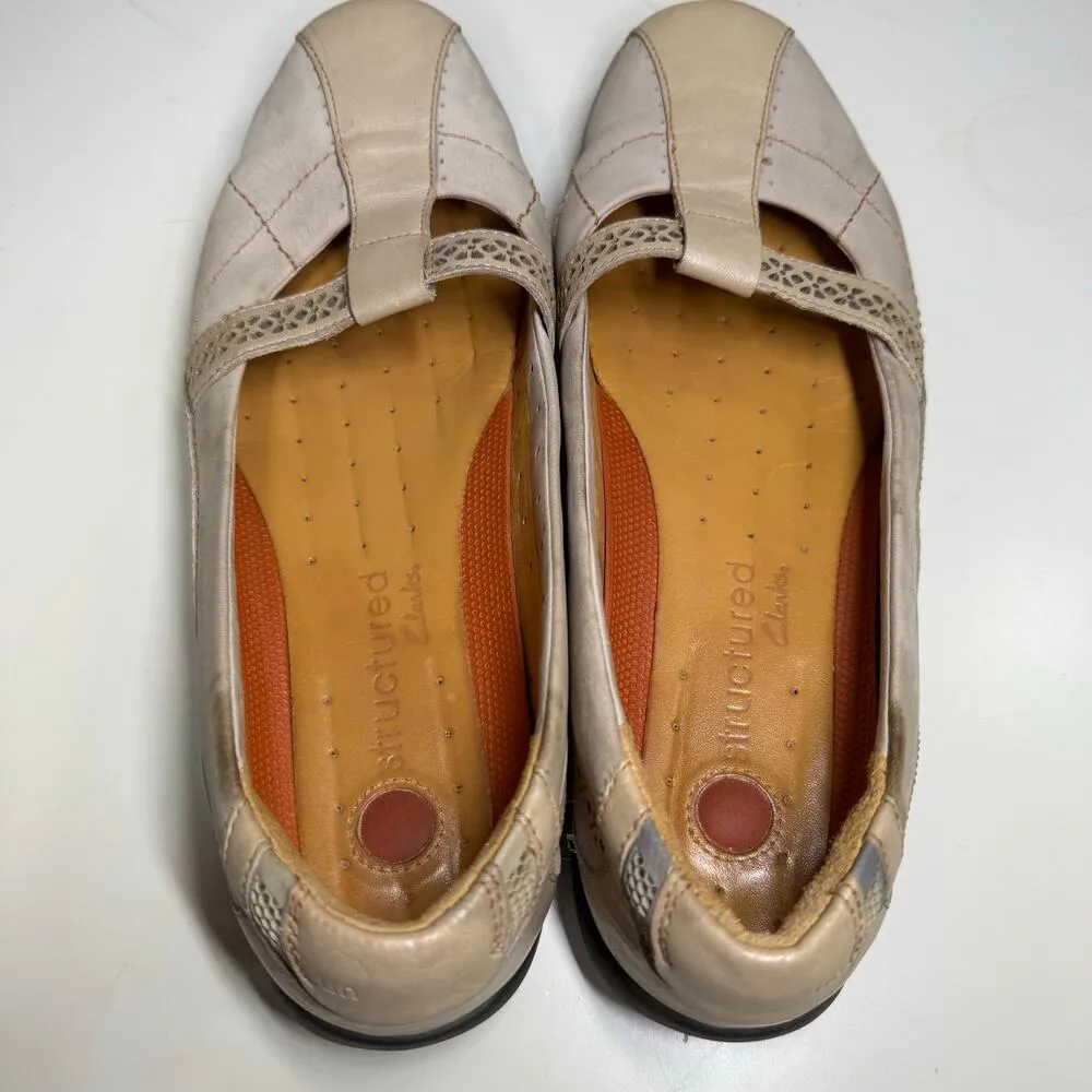 CLARKS UNSTRUCTURED 85158 Bone Leather Slip On Casual Comfort Shoes Size 8.5 W - Image 7