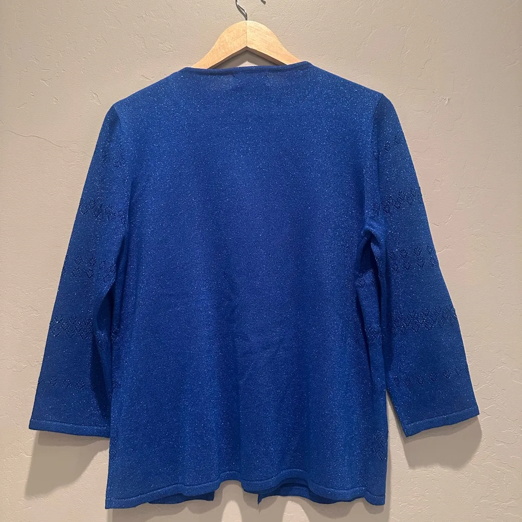 Alfred Dunner Blue Ombre Two for One Embellished Jewel Sweater Top Small NYE - Image 2