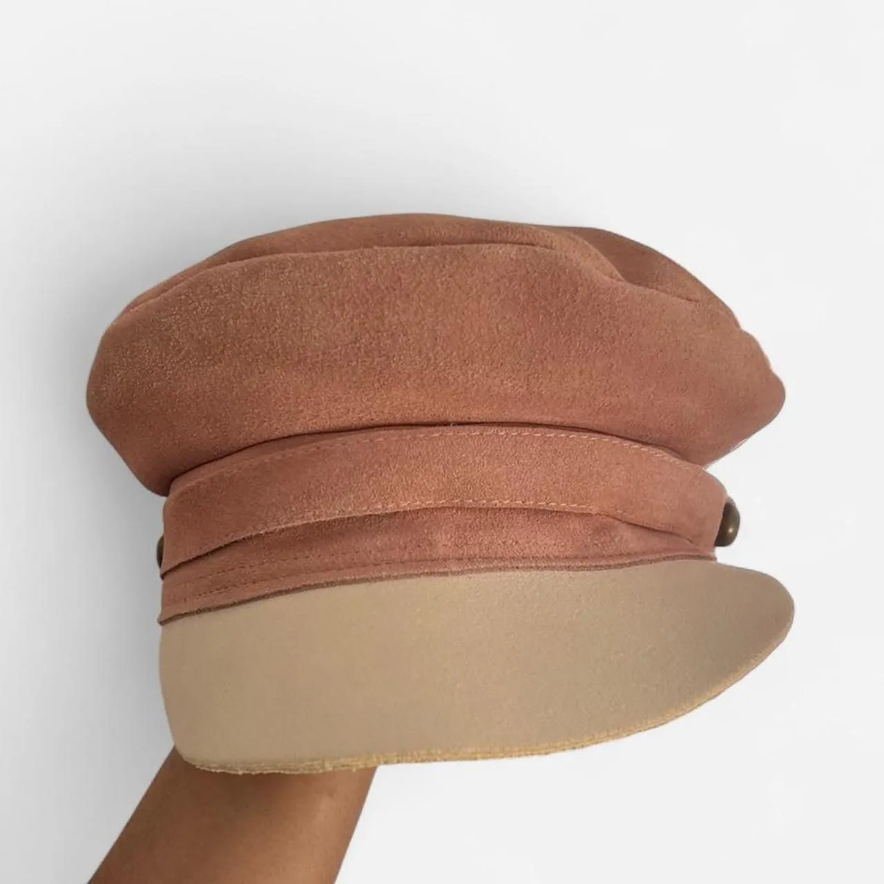 Lack of Color Lola Peach Cream Suede Newsboy Cap Coquette Slouch Hat Large 59cm - Image 3