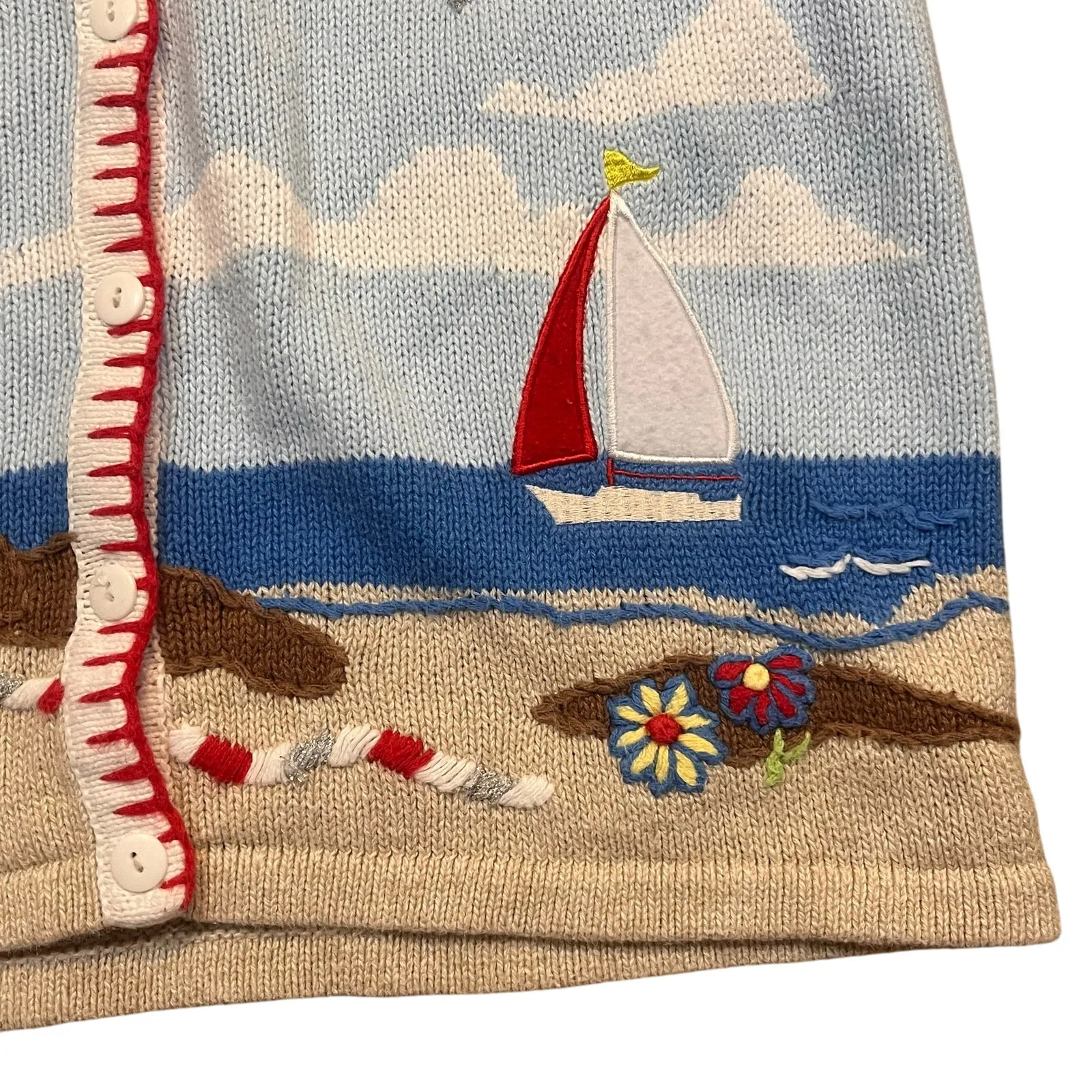 Breckenridge Womens Petite‎ Medium Sweater Button Up Knit Cardigan Beach Short - Image 2