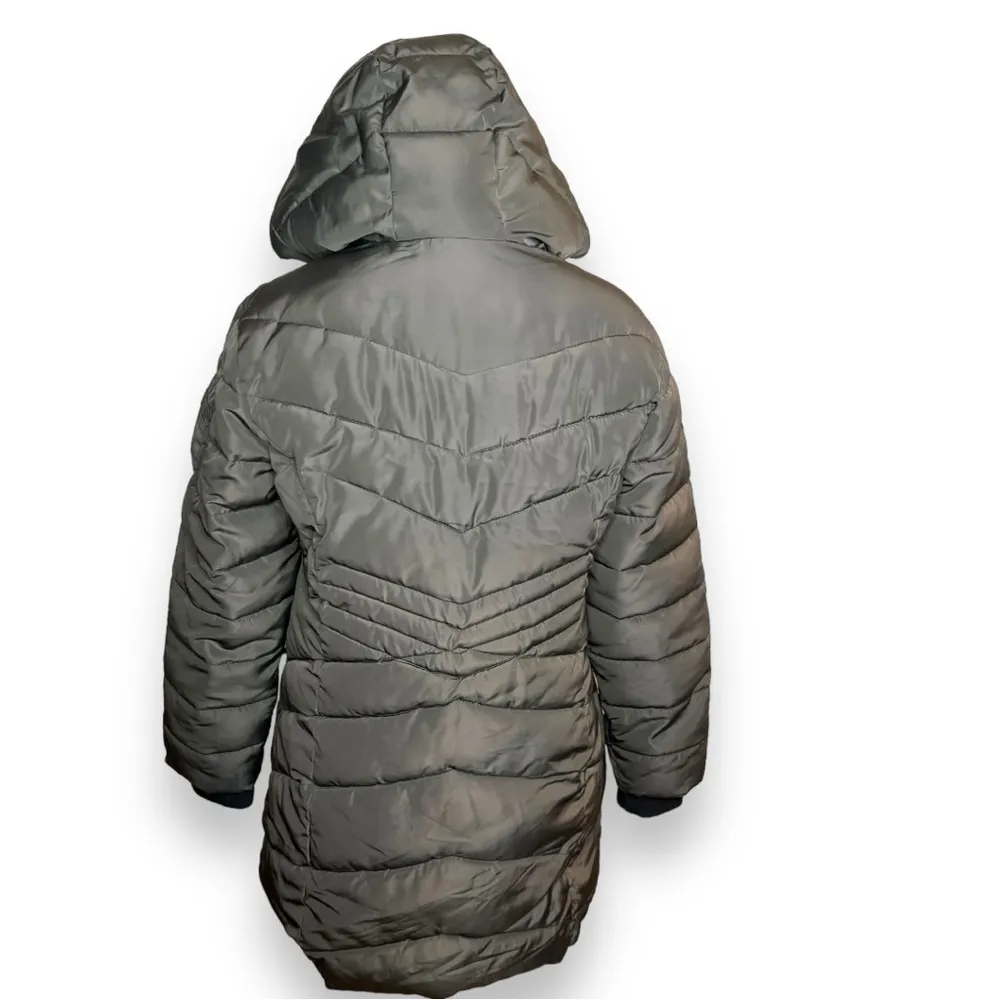 Girls Green Diesel Hooded Puffer Coat Size 12 - Image 5