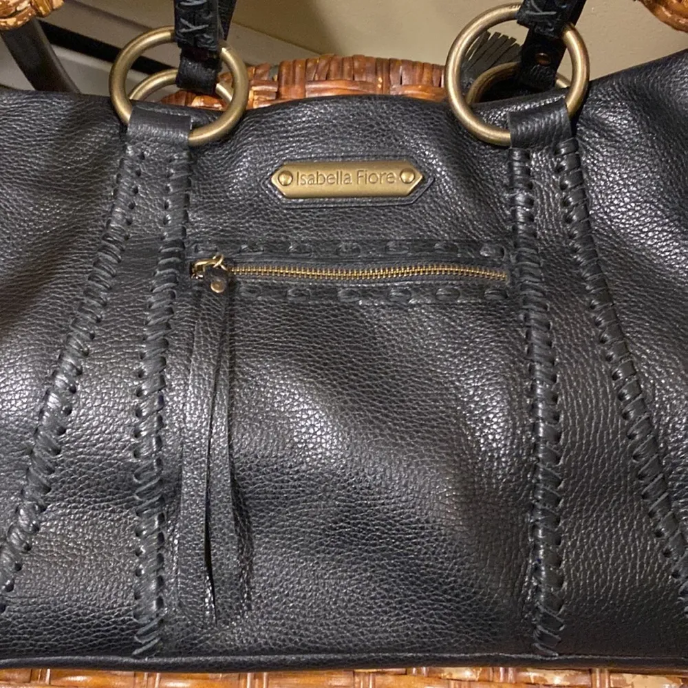 Isabella Fiore Whip it good Angela Tote Black Leather Large beautiful condition - Image 10
