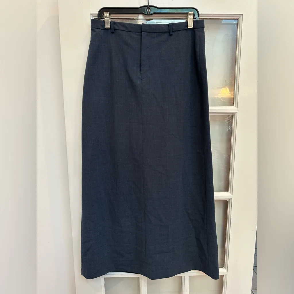 Vintage GAP Y2K 2000’s Stretch Indigo Celtic Blue Midi Pencil Skirt Wool Size 8 - Image 9