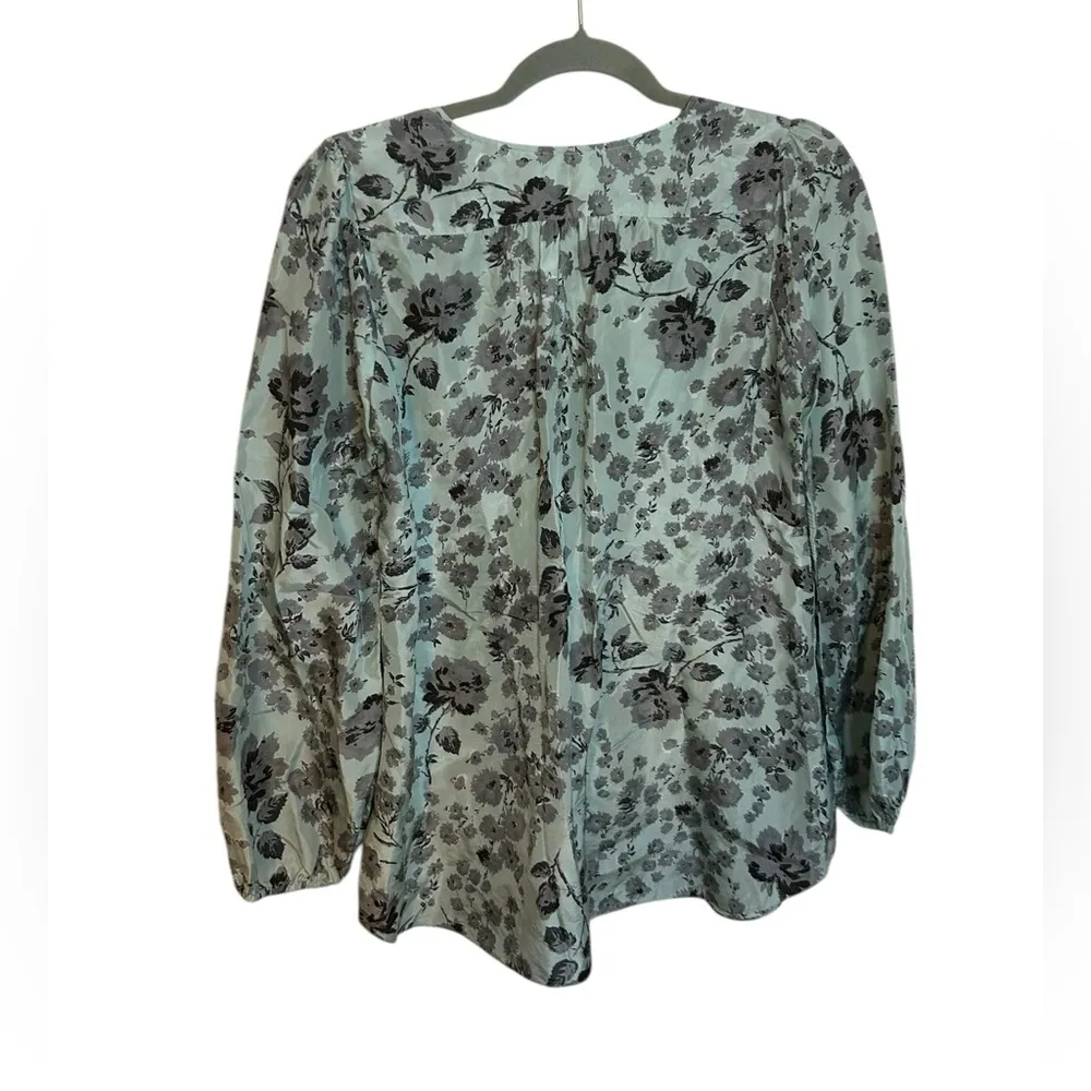 Rebecca Taylor Blue Floral Silk Tunic Blouse - Image 2