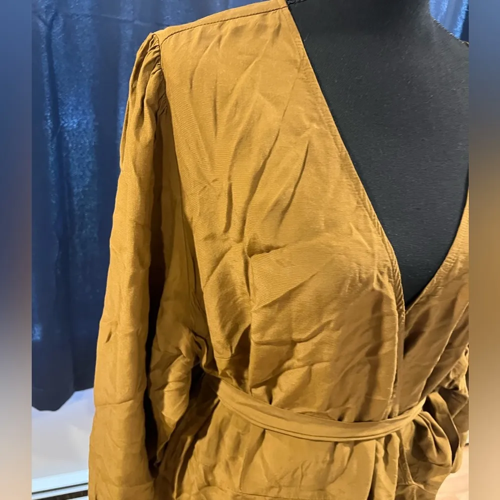 women’s flowy long sleeve maxi dress with tie front detailing - Image 2