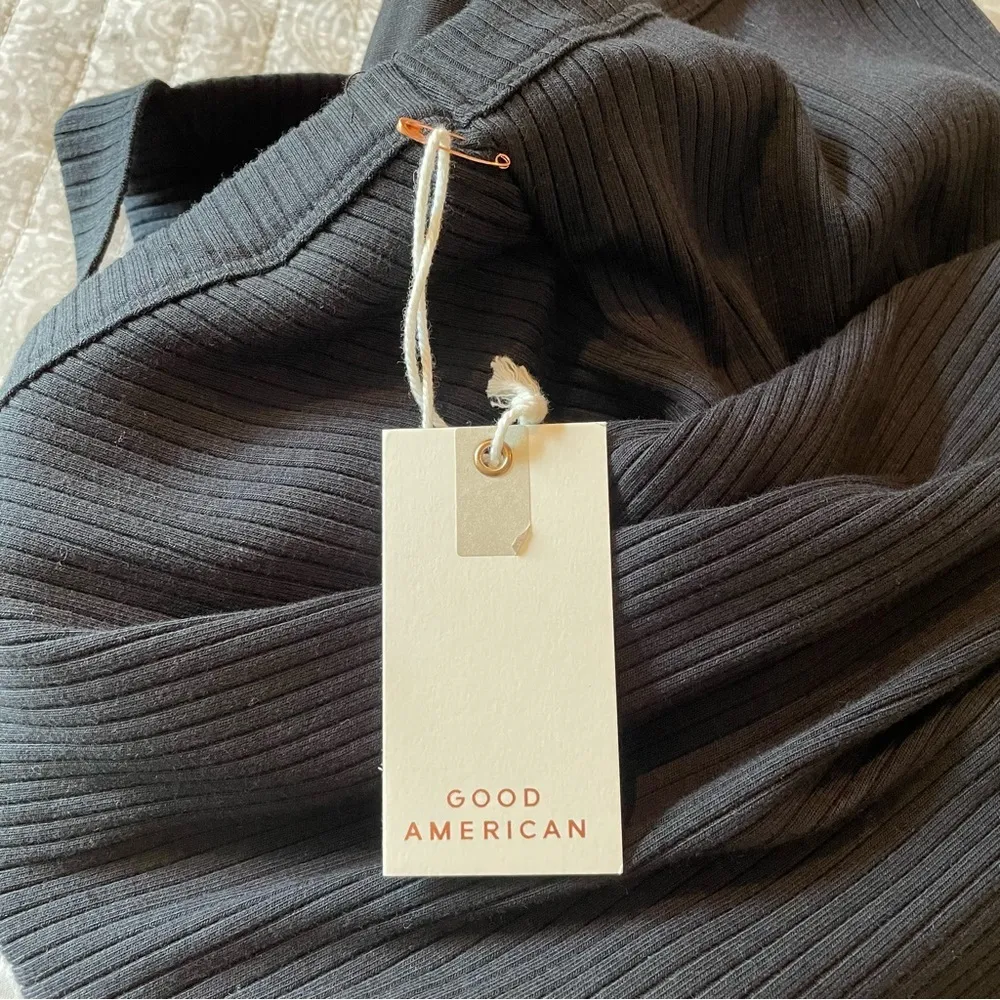 Good American Ribbed Scoop Back Sleeveless Thong Bodysuit in Black 4X NWT - Image 6