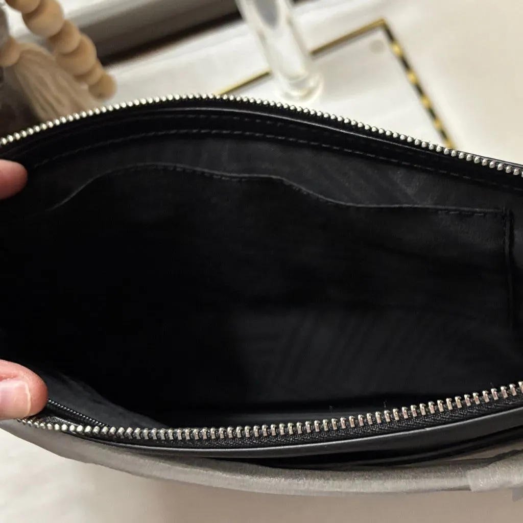 Rebecca Minkoff Black Leather Clutch with Silver Hardware - Image 3