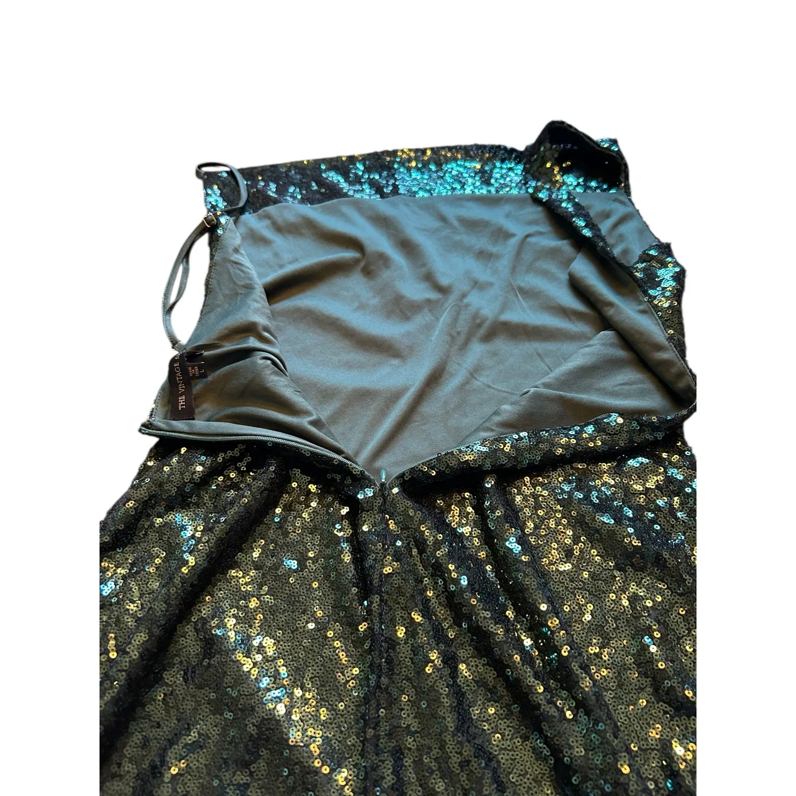 The Vintage Shop  Green Sequined One Shoulder Dress - Size L - Image 10