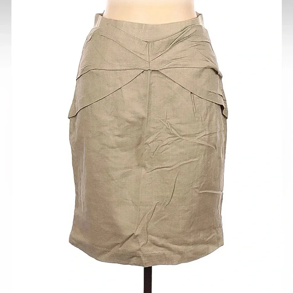 Anthropologie Girls from Savoy YUMI Skirt Tan Beige Linen Blend Size 10 Medium - Image 6