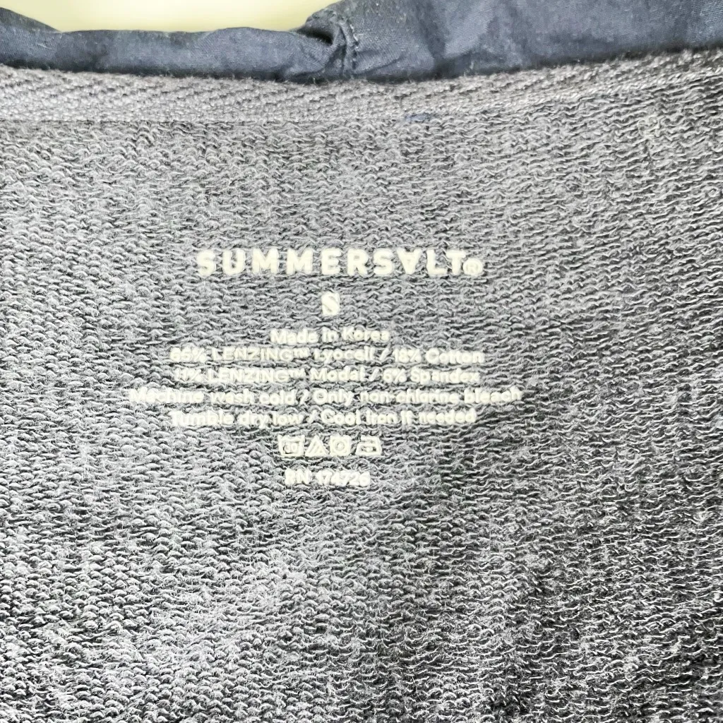 Summersalt The Softest French Terry Mixed Media Full Zip Hoodie Jacket Midnight - Image 3