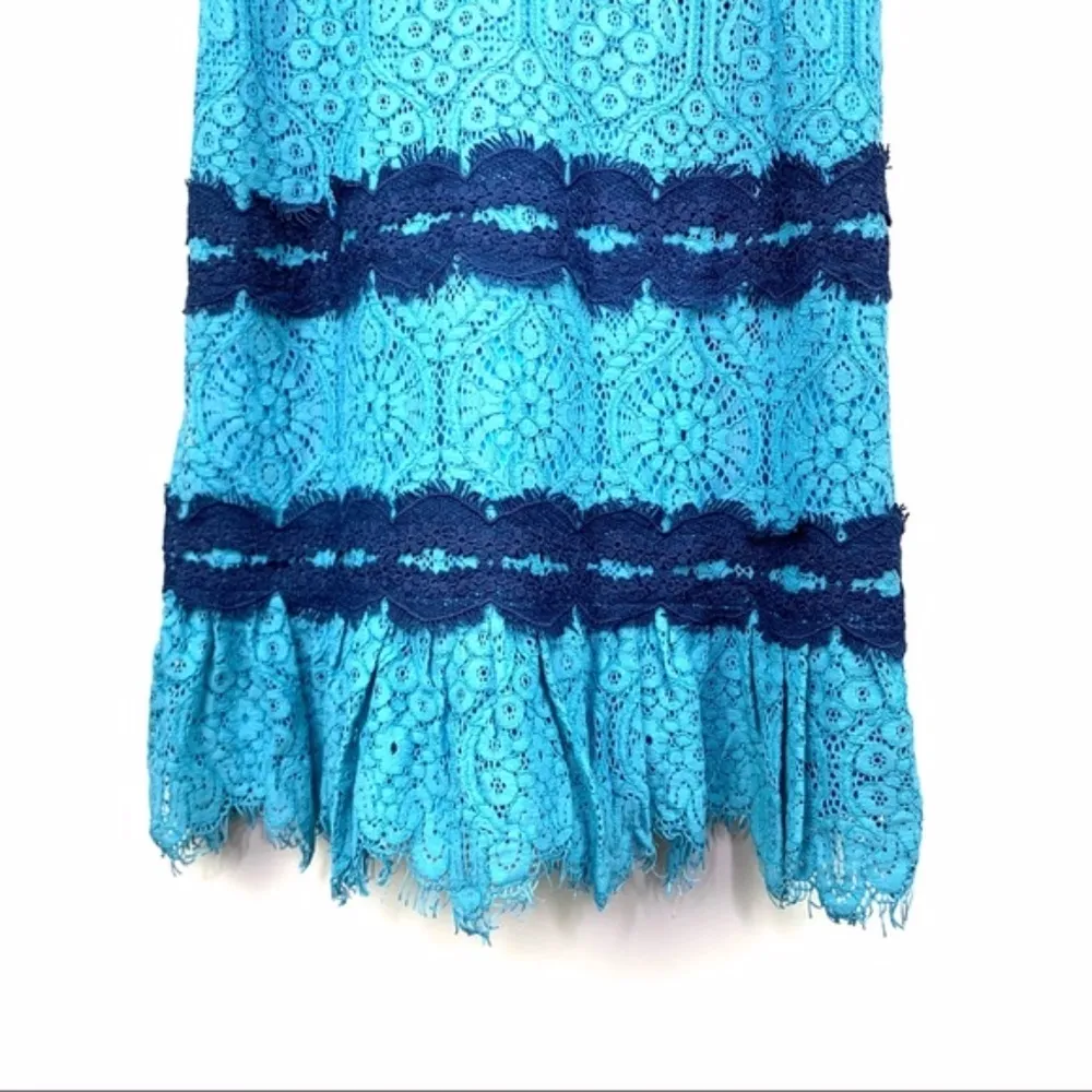 Foxiedox Lula Ruffle Lace Dress Blue Size S - Image 6