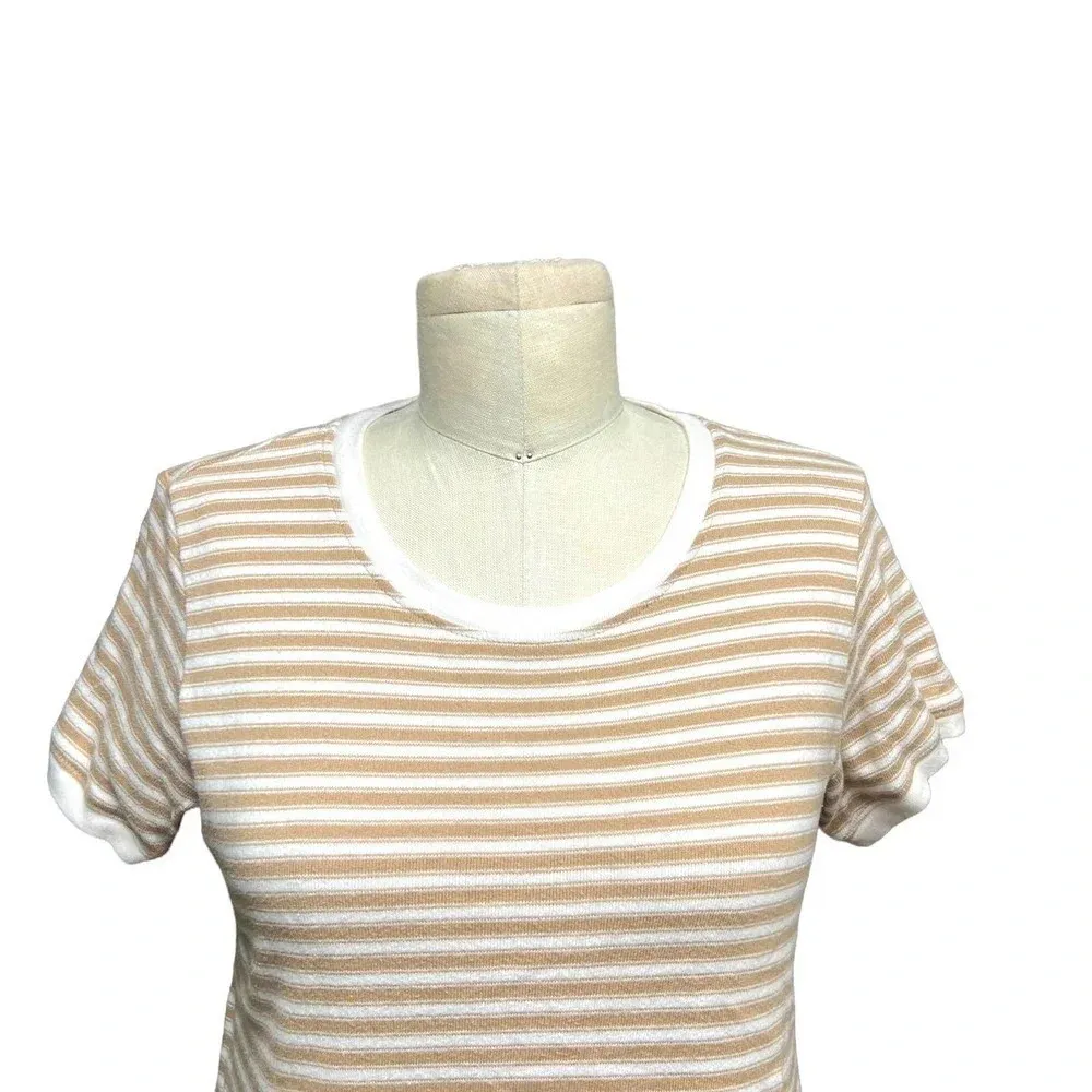 Nation LTD Olivia Pocket‎ T-Shirt Dress Tan White Size Small - Image 3
